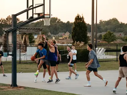 residents playing basketball