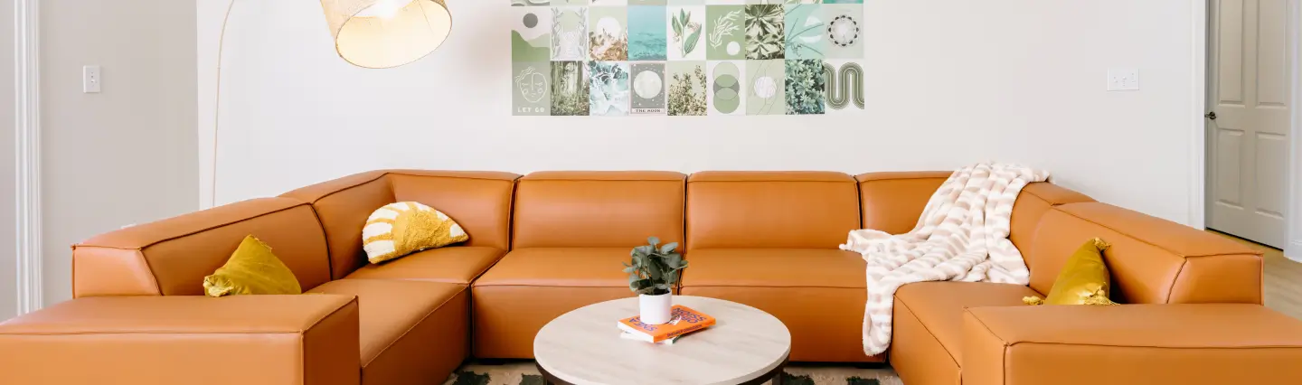 a large orange couch