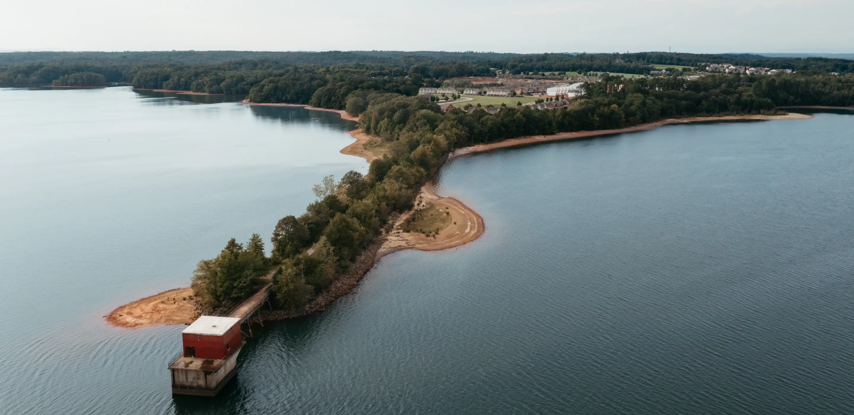 arial view of the lake